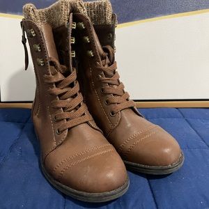 Brown combat boots